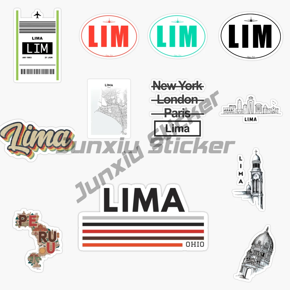 

LIMA PERU Car Stickers PVC Vinyl Self-adhesive Truck Racing Car Laptop Moto Helmet Door Windows Decals Customizable