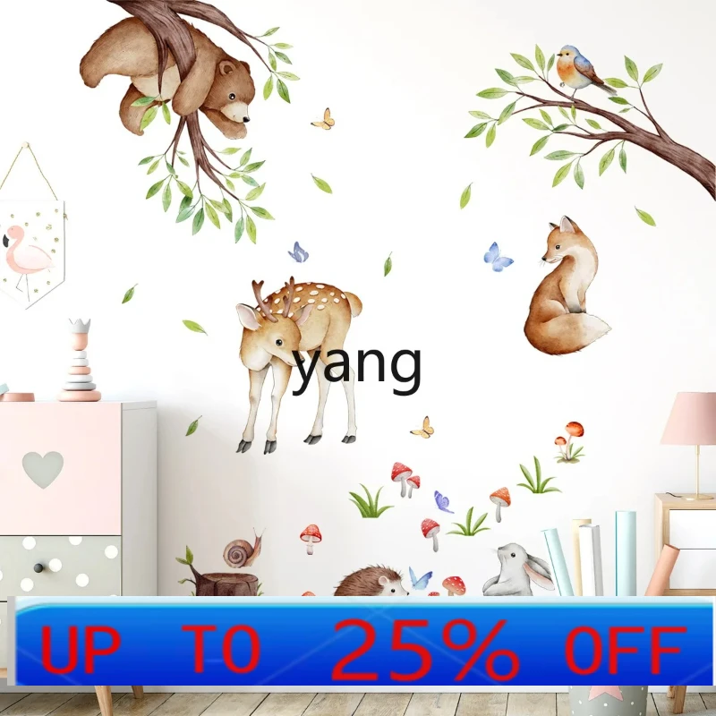 LH  forest animal sticker wall sticker cute watercolor style cartoon decorative sticker