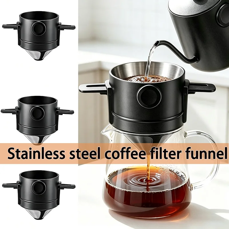 NOW ENJOY Collapsible Coffee Filter Stainless Steel Drip Coffee Tea Holder Funnel Basket Reusable Tea Pot Holder Coffee Dripper