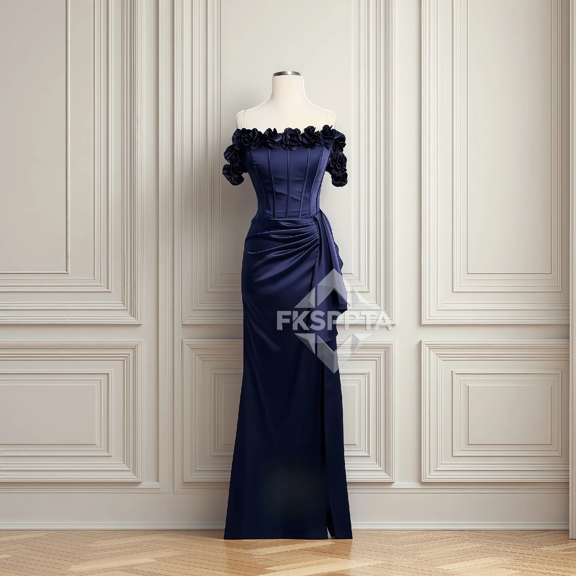 Robe De soirée élégante verte avec fleurs, style sirène, épaules dénudées, Maxi, robes De soirée De mariage pour femmes, sur mesure, 2026