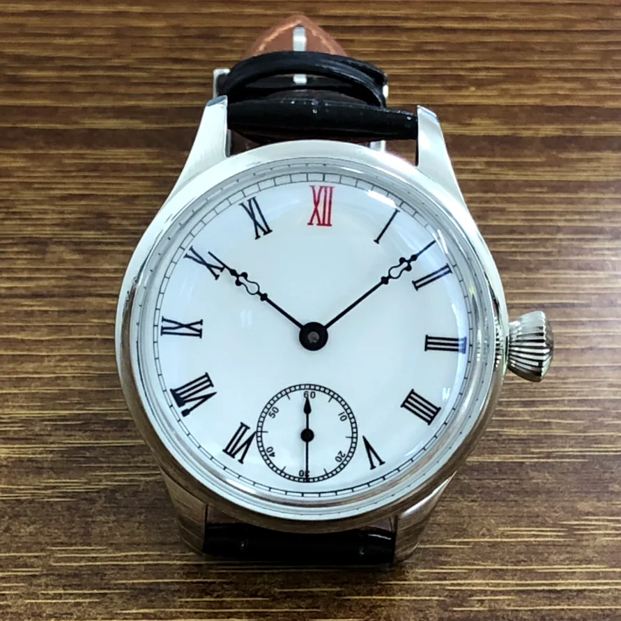 41mm ST3621 Watch 316L Stainless Steel Cese Geervo White Enamel Dial CN6498  Movement  Spherical Crystal Mechanical Pilot Watch