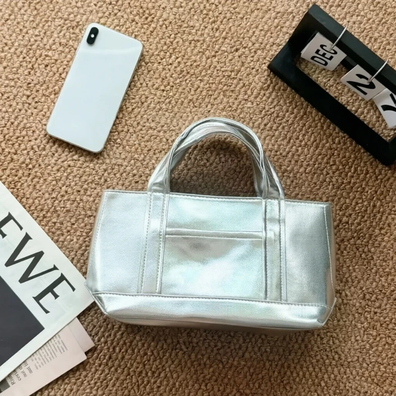 Trendige Silberne PU-Leder Tra – Women'S Vogue Bags Bewertung und Preis