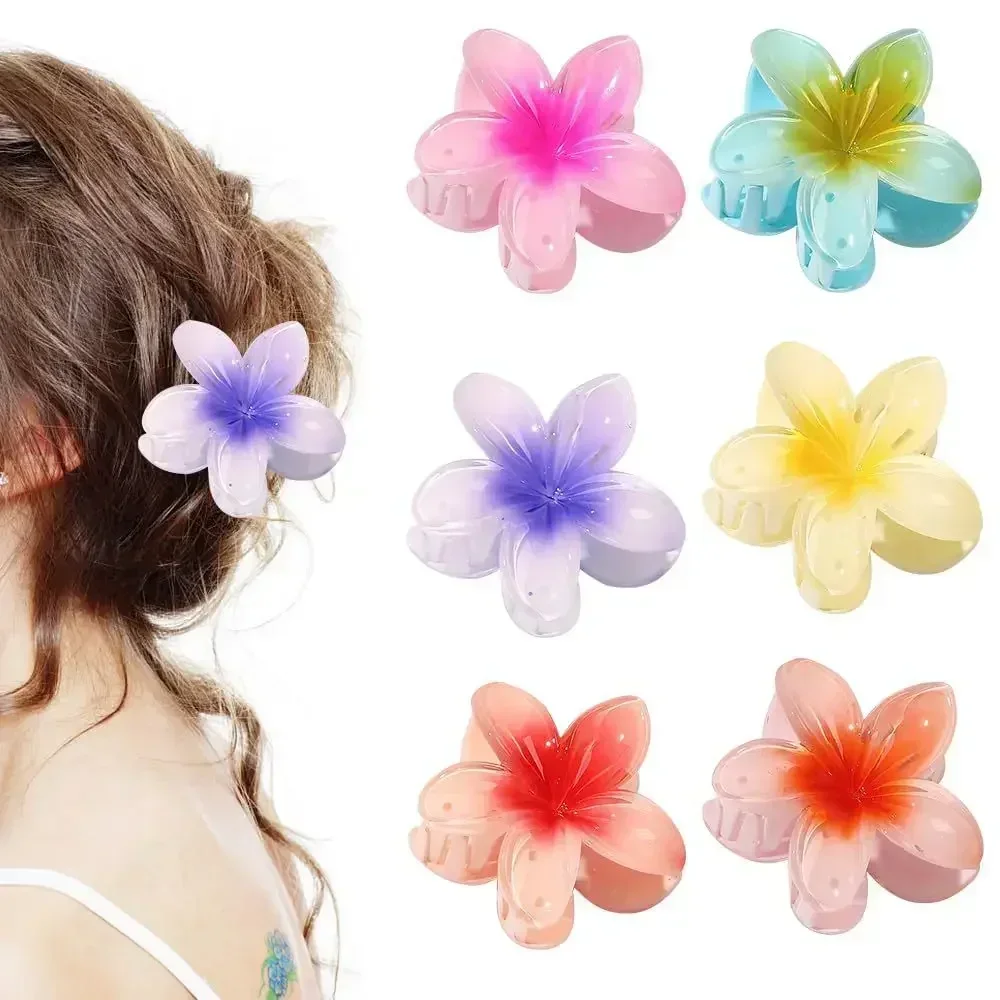 

Gradient Flower Hair Clips Set Vintage Beach Style Cute Hairpins Claw Clips Summer Flower Hairpins Hair Accessories Hawaiian