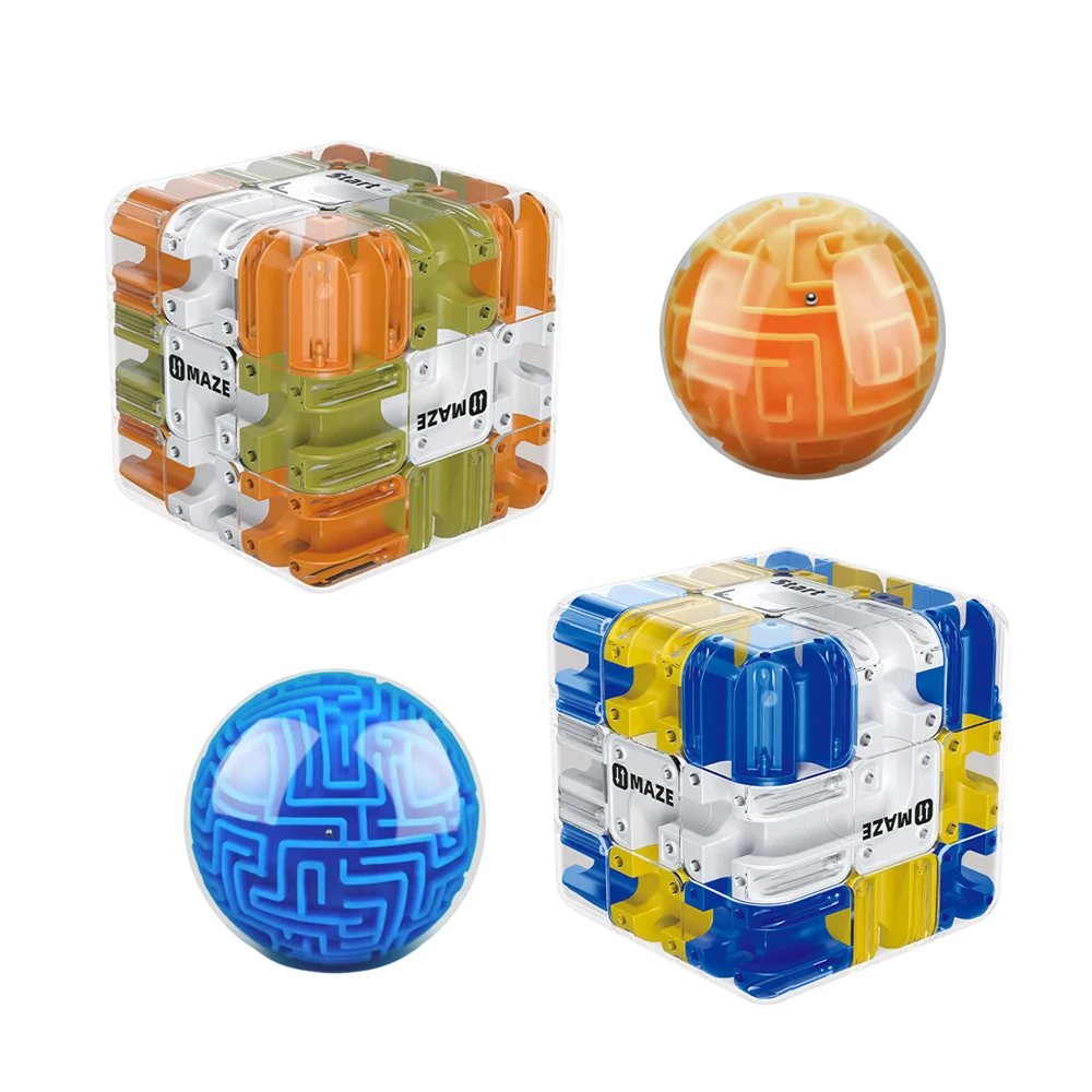 3D Maze Magic Cube Six-sided Transparent Puzzle Speed Cube Cubes Maze Toys For Children's Educational Toys Birthday Party Gift
