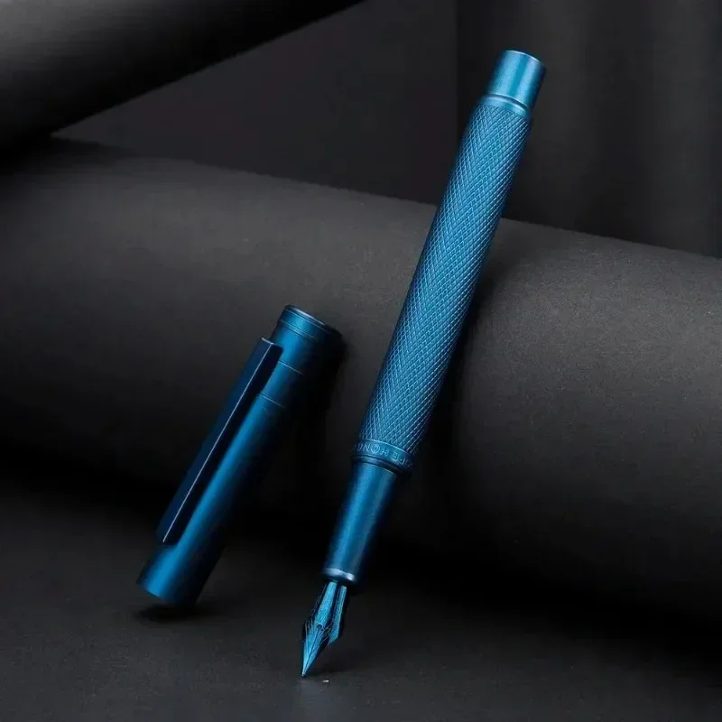 newhongdian-blue-forest-fountain-pen-fish-scale-pattern-ef-f-bent-04-05-10mm-nib-metal-writing-ink-pens-school-office-supplie