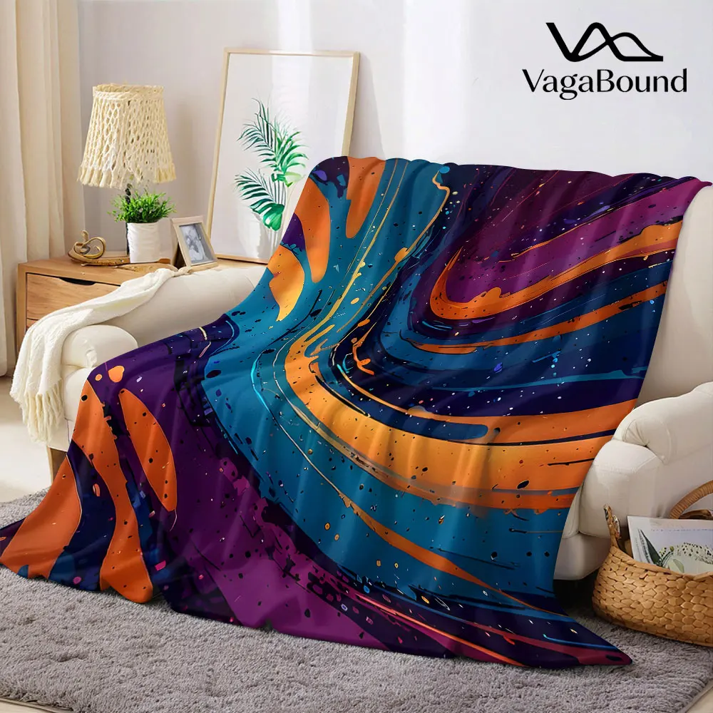 orange purple cosmic swirl Flannel Blanket Warm Soft Halloween Christmas Decorative Couch Warm Cozy All-Season Gift