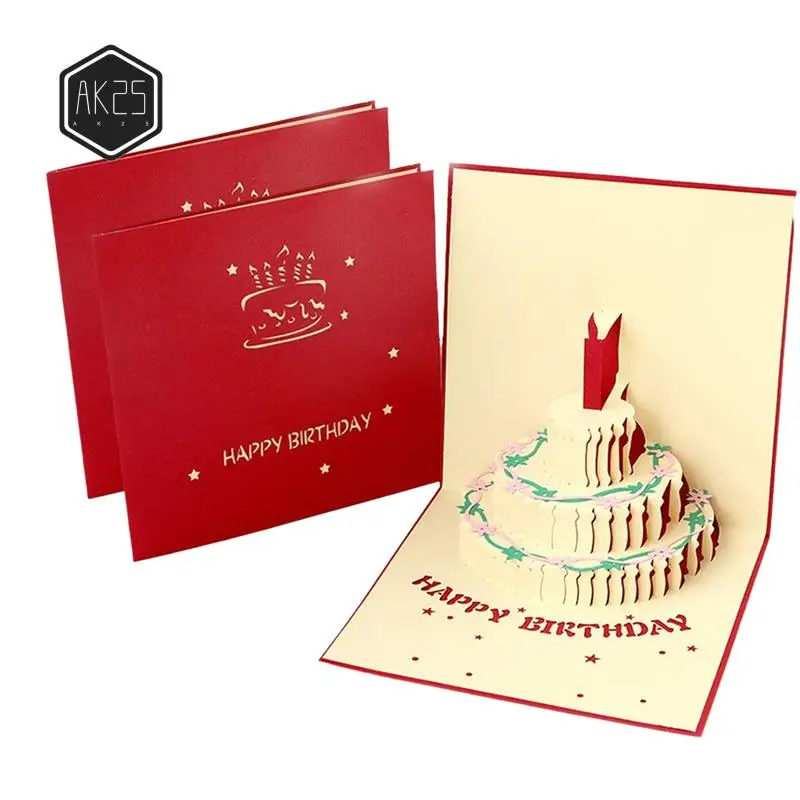 

AK25-Открытки на день рождения, 3D-открытки для торта с днем рождения, открытки ручной работы, идеальные подарки на все случаи жизни, торты на день рождения