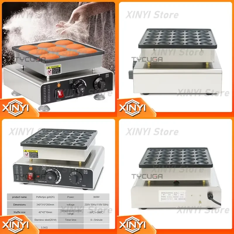 for 9/25 Holes Commercial Pancake Maker Electric Japanese Dorayaki Dutch Poffertjes Snack Making Machine Non Stick Griller