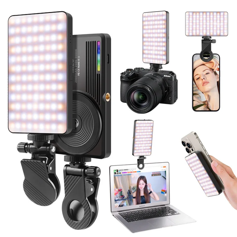 Verstelbare Helderheid Draagbare Mini Selfie Vul Licht Rgb Oplaadbare Clip Op Telefoon Laptop Tablet Camera Schieten Vergadering Licht