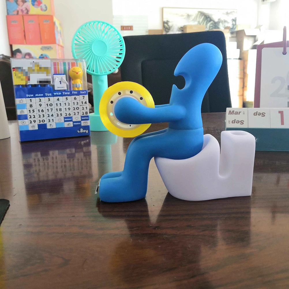 

Creative Multifunctional Masking Tape Dispenser Cutter Pen Holder Storage Home Office School Supplies Blue Stationery