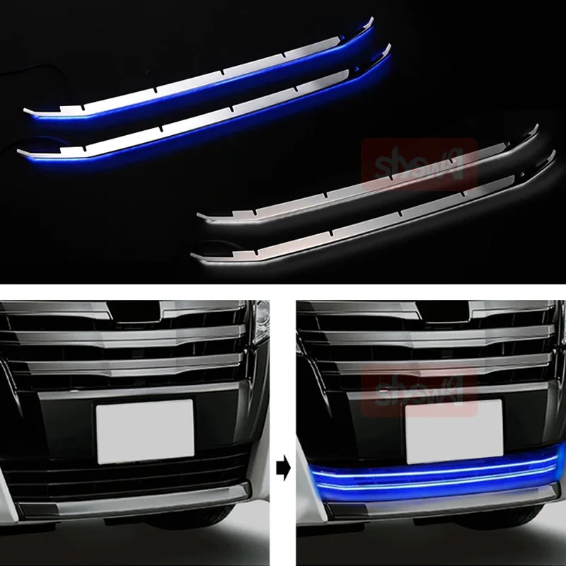 Front Led Bumper Grille Chrome Trim For Noah 80 Si 2014 - 2017 Car Styling Top Grade Exterior Accessories Blue/White Light 2 PCS