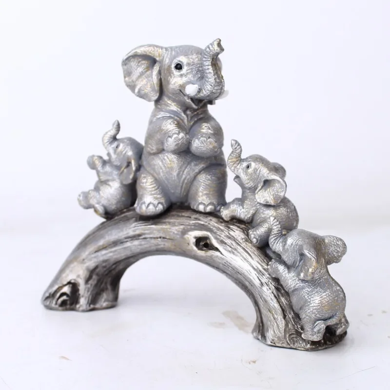 19cm modern Cute animals elephant Sculpture Home Office Bar Decor Resin Animal Model Crafts Art Ornaments Unique Gift