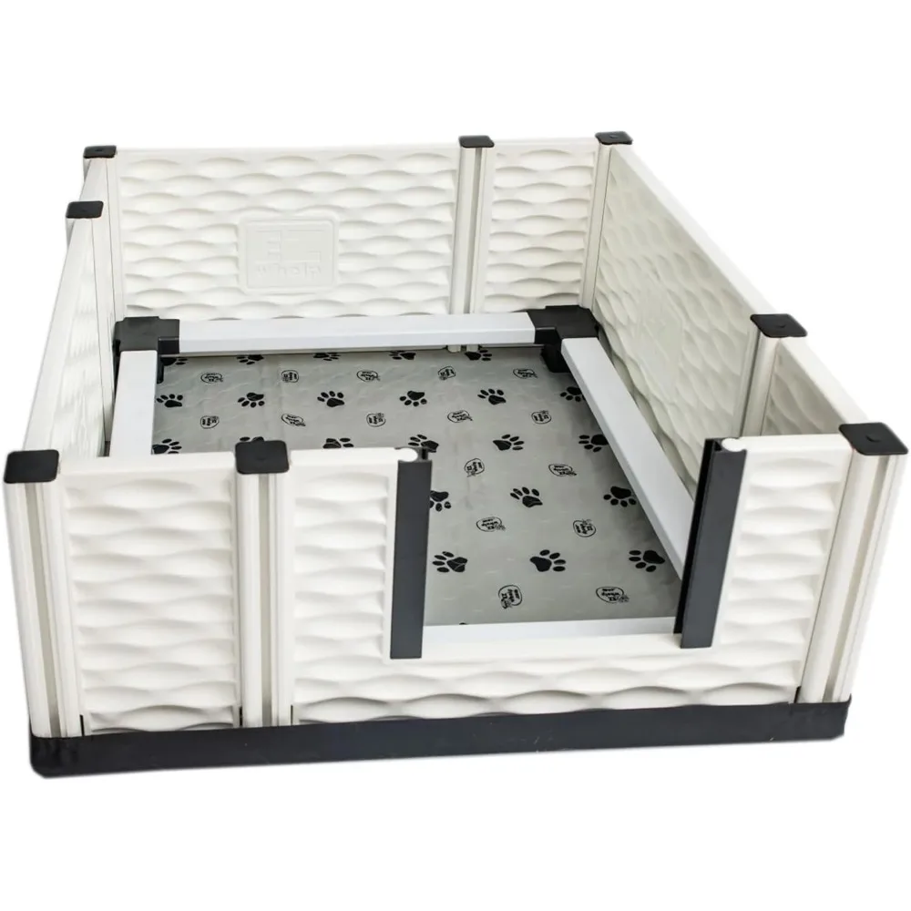 

EZclassic 38"x38"x18" Medium Padded Dog Whelping Box with Rails, Puppy Whelping Supplies, Gray Pad