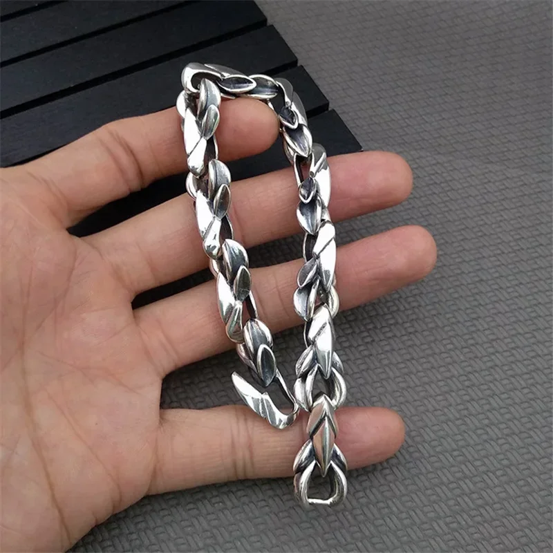 S925 Sterling Silver Jewelry Men's Bracelet Thai Silver Retro Personality Domineering Dragon Scale 9mm Wide Creative Bangle