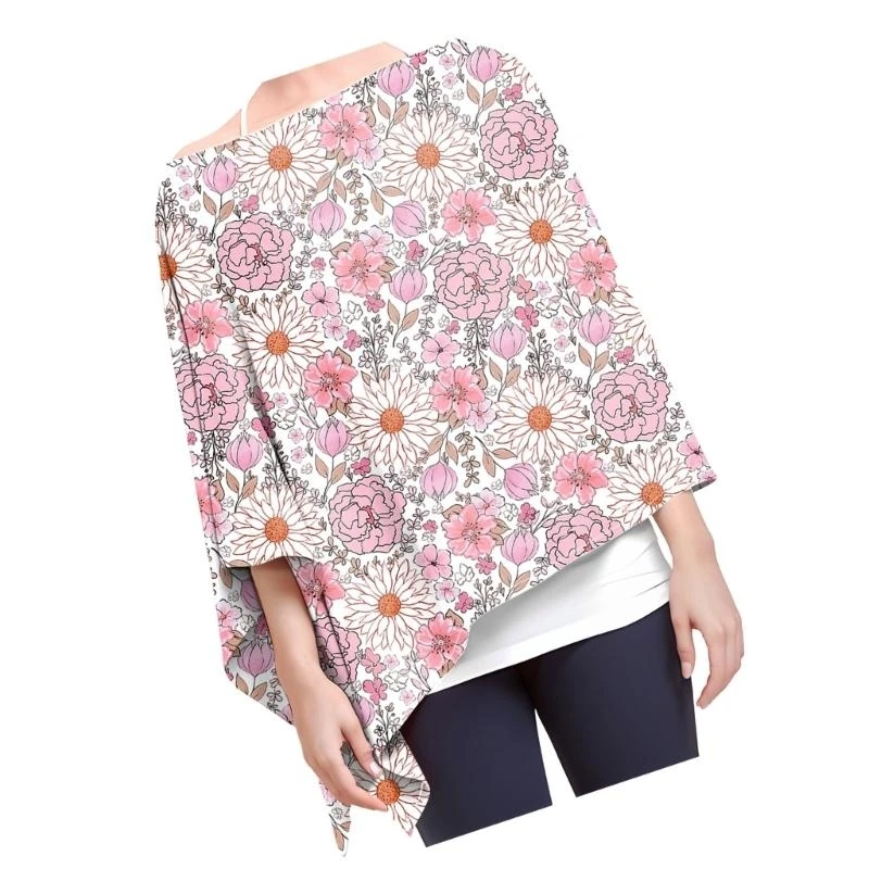 Funda lactancia J15U, delantal privacidad para alimentación bebé, funda para cochecito con patrón impreso