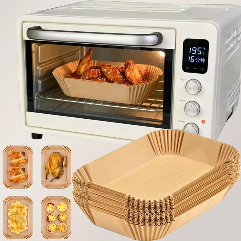 50Pcs/100Pcs Long Air Fryer Paper, Non-Stick Long Baking Paper, Easy to Use, Heat-Resistant and Oil-Proof, Compatible with All Air Fryers, Perfect for Frying French Fries, Chicken Wings, Snacks - Perfect for the Holidays