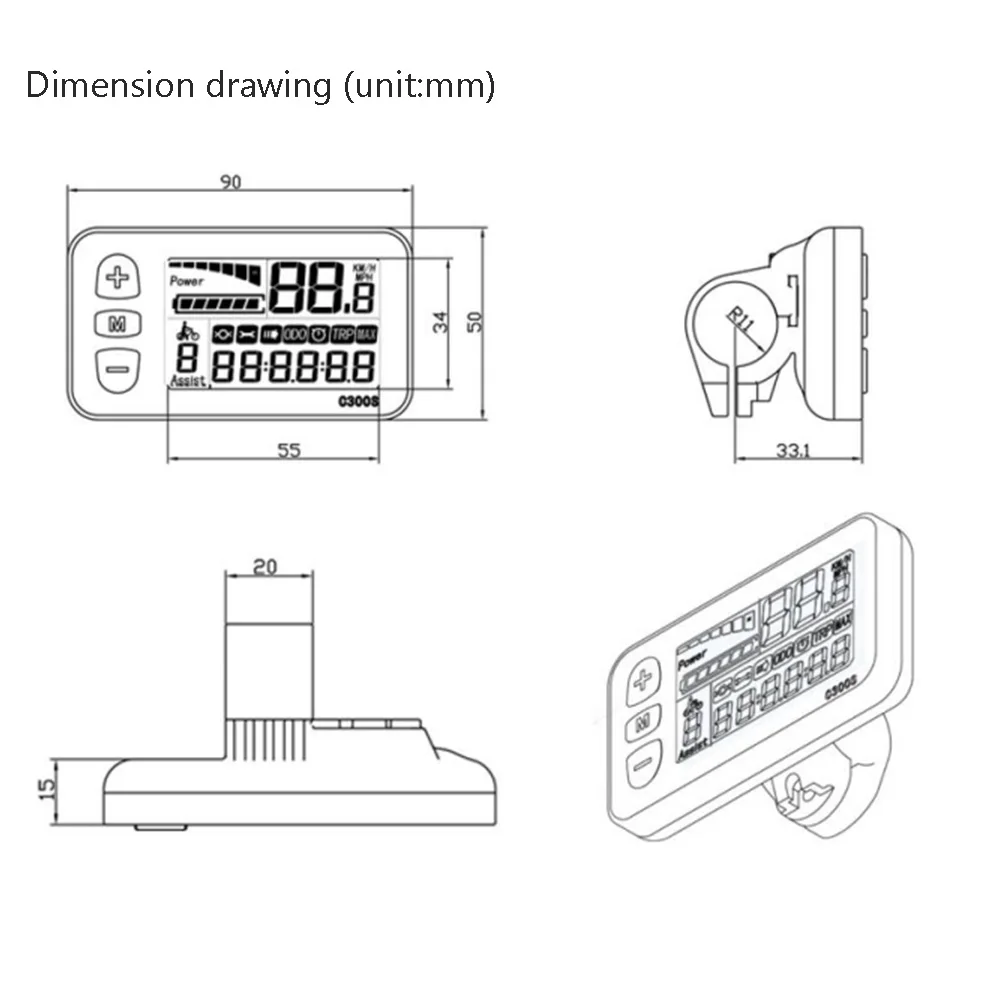 Electric Bicycle LCD Display C300S 5pin 36V 48V Speed Controller For MTB Electric Scooter Ebike Accessories Speed Control Panel - view 3