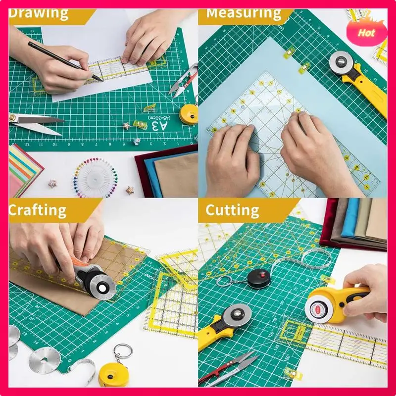 눈금자 퀼팅 템플릿 퀼팅 눈금자 아크릴 눈금자 미끄럼 방지 링이 있는 직물 절단 눈금자