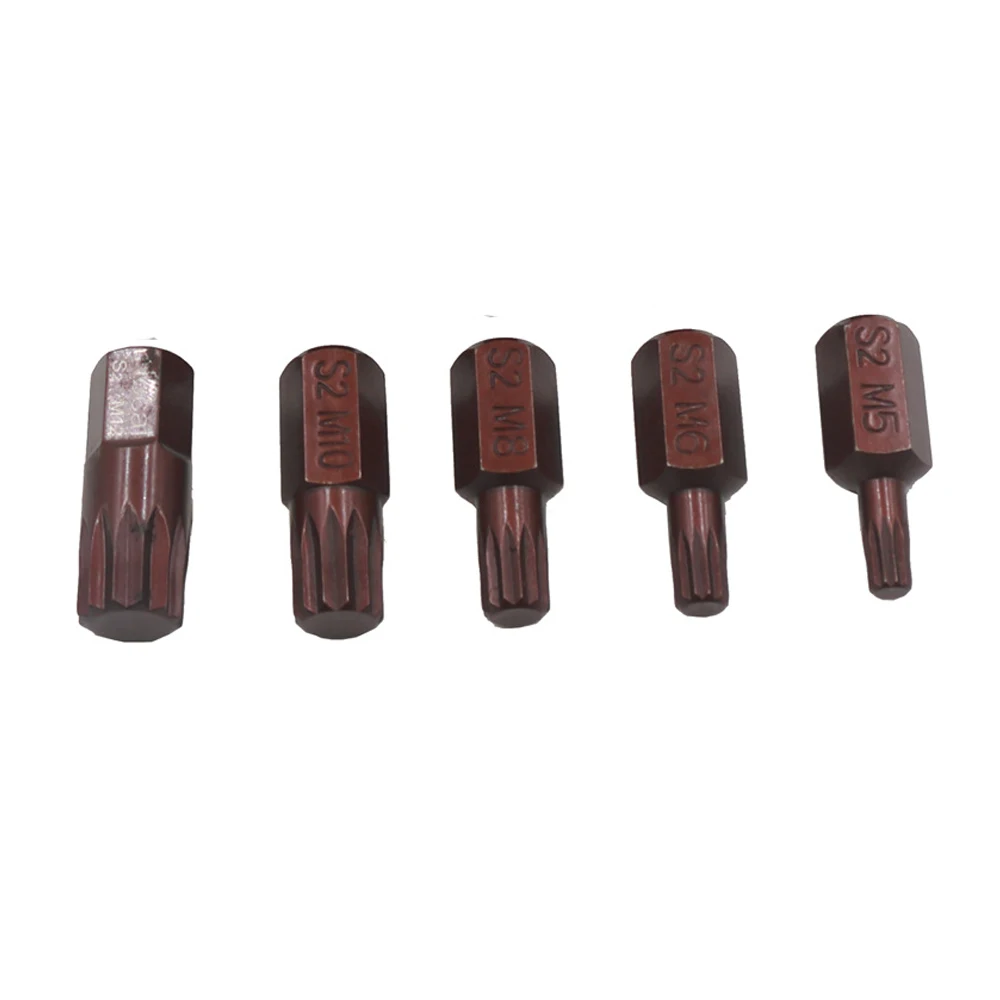 Screwdriver Bit 1Pc 30mm Star Head M5 M6 M8 M10 M12 10mm Hex Shank S2 Alloy Steel Magnetic 12 Point Spline Screw Driver Bit