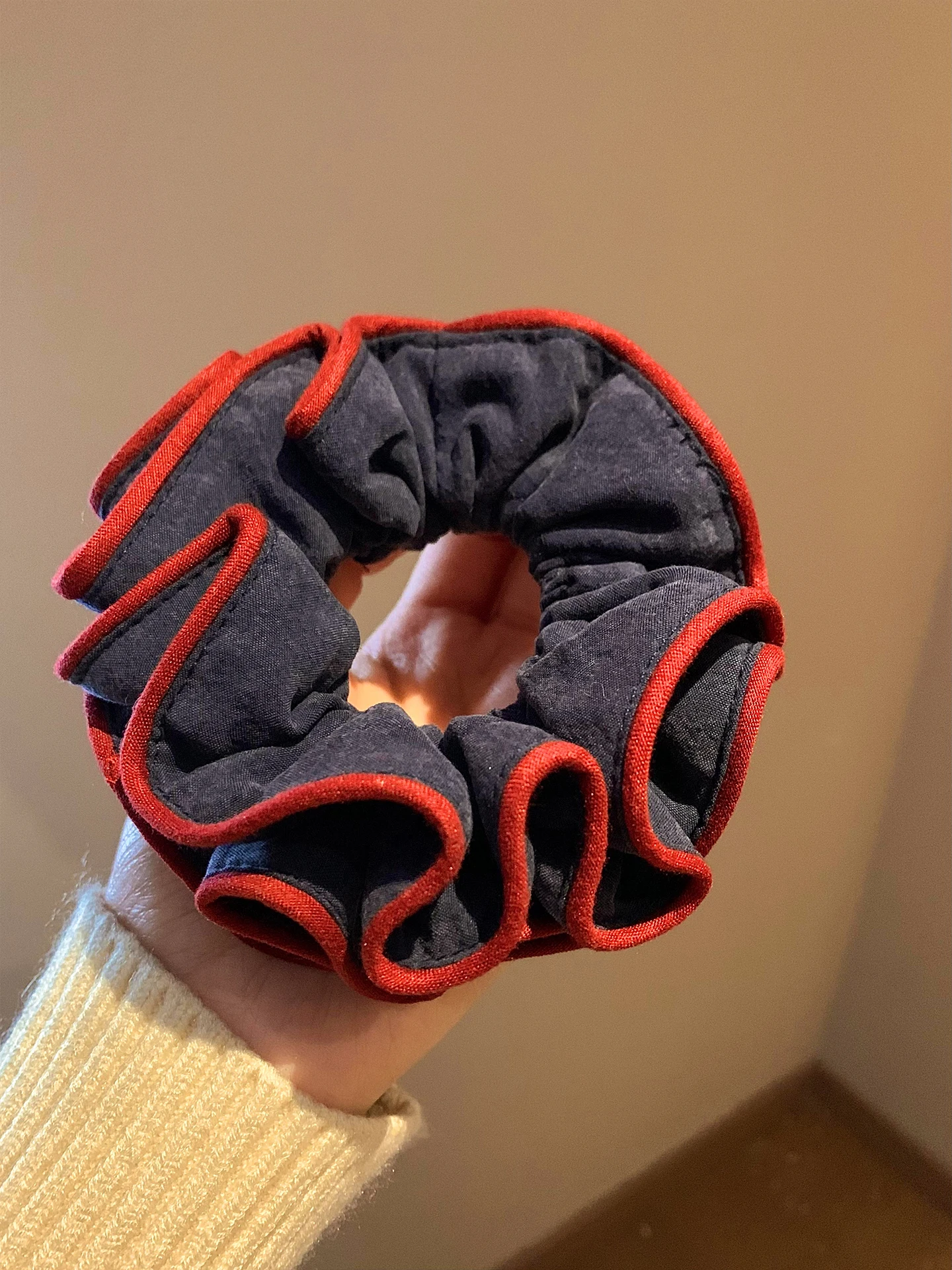 lacos-de-cabelo-de-camada-dupla-de-tecido-azul-retro-k-feminino-coreano-sle-lazy-headwear-ball-head-hair-ba-redondo-ape-hair-acc