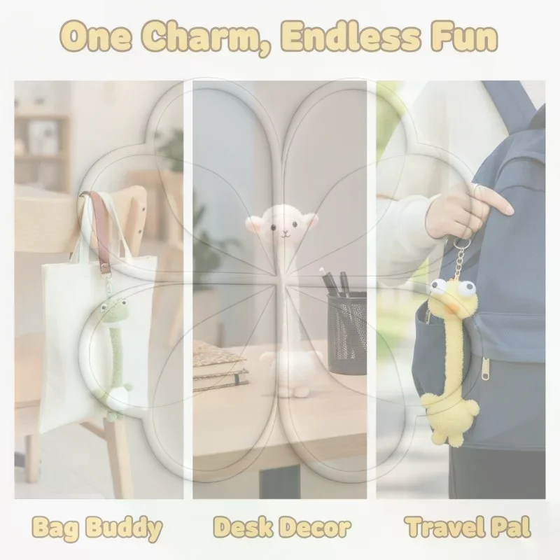 Plush Pendant Car Key Ornament Ultra-Soft Long Neck Stuffed Doll Flexible Structure Cute Hanging Decor for Auto Key