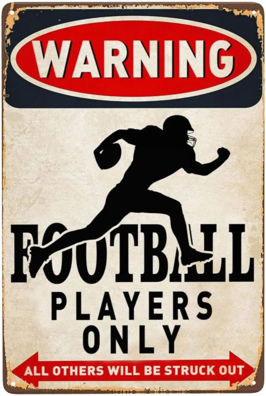 

Funny Football Gifts Boys Room Man Cave Wall Decor Football Players Only Tin Sign 8 X 12 Inch Metal Sign Decor