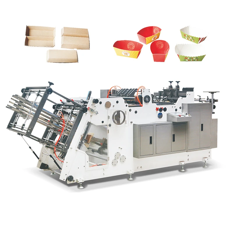Fast Food Box Making Machine Automatic Paper Lunch Box Hamburger Carton Erecting Machine PE Coated Food Container Production