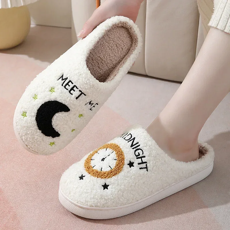 Women and Men Indoor Slippers Autumn and Winter New Warm Furry Couple Indoor Non-Slip Slipper Cartoon House Slippers Funny Shoes