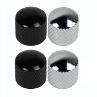 FLEOR 4pcs Dome Top Guitar Bass Metal Knobs Control Knobs Chrome /Black Choose