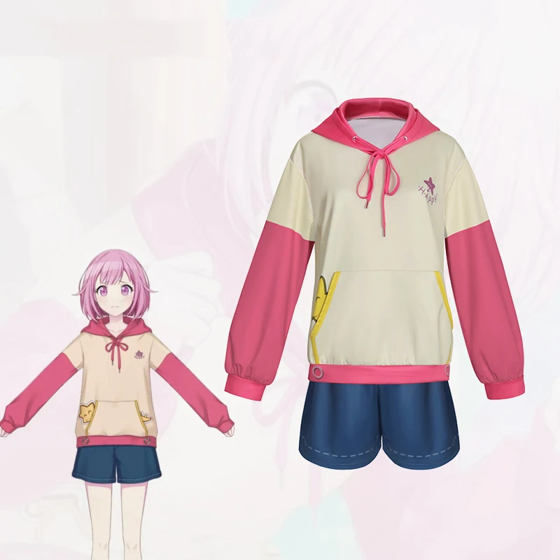 

2026 New Anime Project Sekai Otori Emu Cosplay Costume Hoodied Suit Women Cute Shorts Party Halloween Carnival Pink Game Uniform
