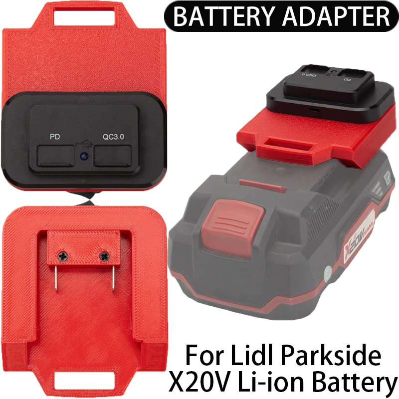 USB Power Source Adapter For  Lidl Parkside x20v Li-Ion Batteries PD/QC3.0 Fast Charger（Battery not included））