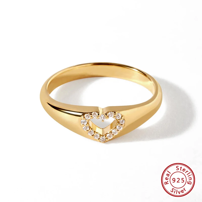 

925 Sterling Silver Original Certificate Zircon Hollow Heart Ring For Women Luxury Fashion Free Shipping Fine Jewelry