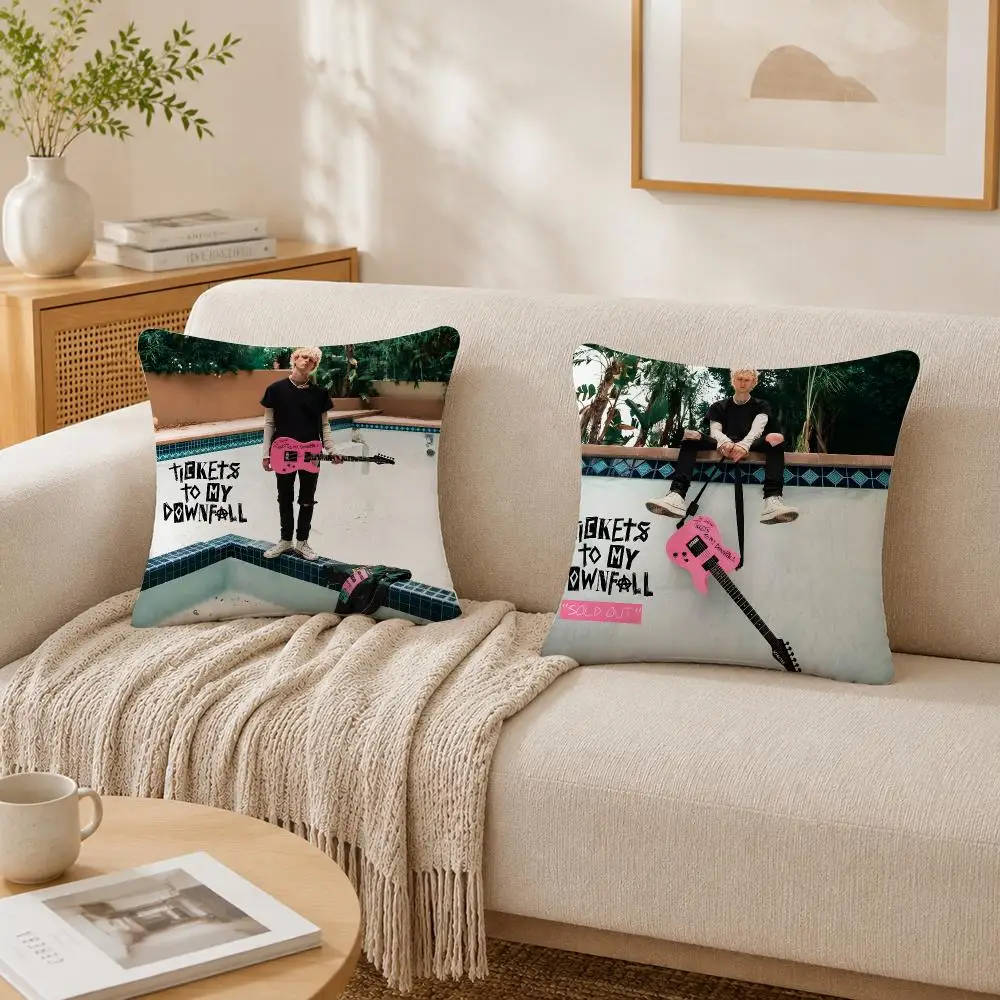 Singer M-Machine Gun Kelly Cushion Cover Plush Decorative Pillow Case With Hidden Zipper Cutecore Room Decor For Home