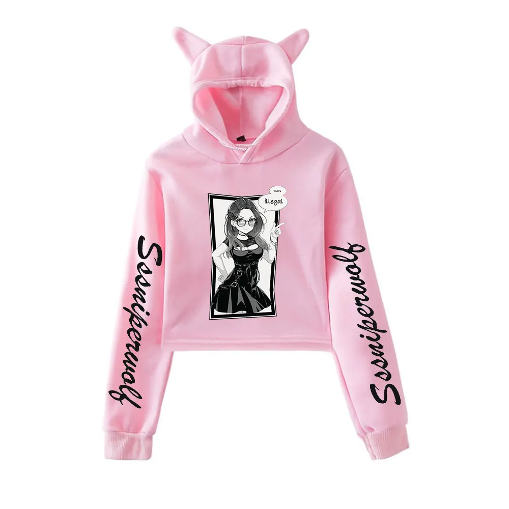 SssniperWolf That's Illegal Hoodie Vintage 90s Streetwear Hoodie Merch Hoodies Fashion Sweatshirts for Girls Cat Ear Crop women