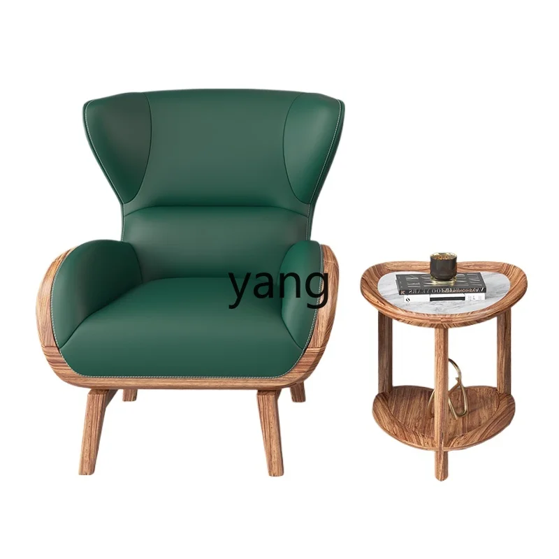 L'm'm Modern New Chinese Simple Ugyen Wood Layer Leather Sofa Armchair