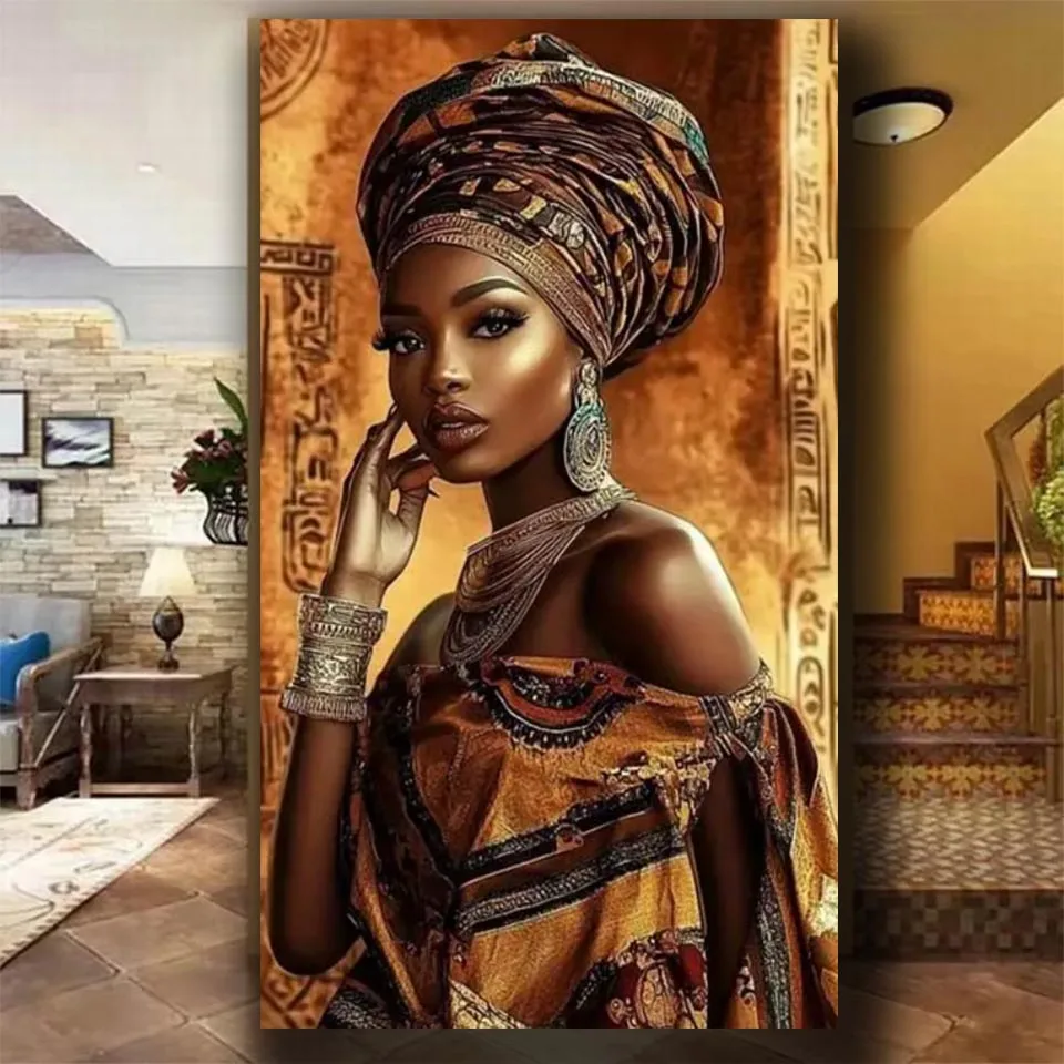 

Яркая черная, золотая африканская женщина, алмазная живопись «сделай сам», новинка 2026, наборы для вышивки крестом, алмазная мозаика, животное для декора гостиной