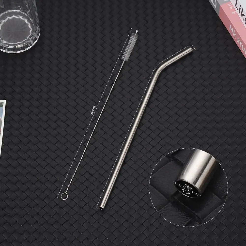 1Pcs Straight Bent Stainless Steel Straws Drinking 6mm 8mm Cup Straw Reusable Silver Replacement Straw for 30oz 40oz Tyeso Cup