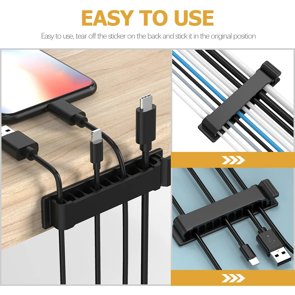 

4 Pcs Holder Cable Organizer Cable Organizer Clips Clips for Phone USB Computer Cords Black Desk Mount No Drill