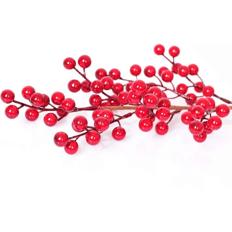 Red Berry Branches Cherry Stamens High Quality Christmas Decoration Home Room Decor New Year Gifts Wedding Flowers Accessories