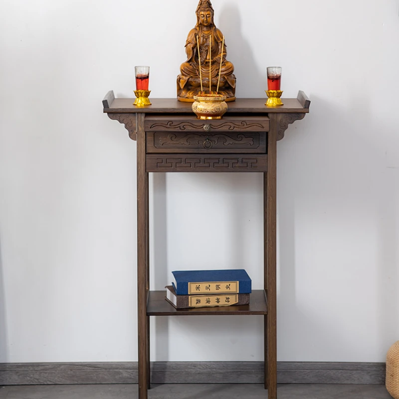 

ZL Solid Wood Altar Buddha Shrine Buddha Niche Economical Incense Burner Table Guanyin God of Wealth Worship Table