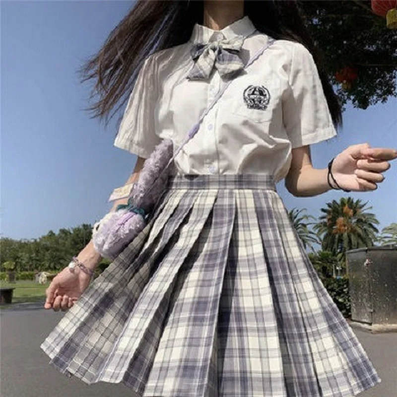 Women Pleated Skirts Japanese School Uniform High Waist Sexy Cute Mini Plaid Skirt Summer JK Uniform Students Clothes