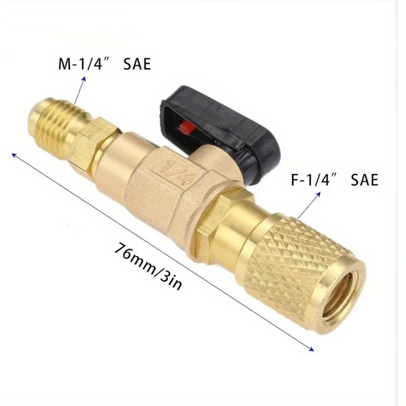 صمام كروي لمكيف الهواء 1/4 بوصة SAE، R134a A/C صمام كروي HVAC، تركيبات منخفضة الخسارة HVAC لـ R134A R410A R12 R22 R502