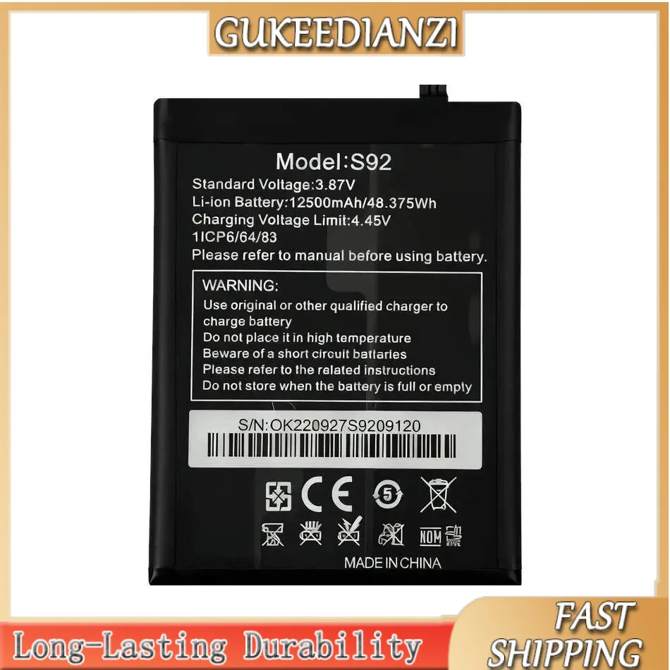 

Аккумулятор для мобильного телефона 12500 мАч S92 WP18, высокая емкость, легкий, для Oukitel