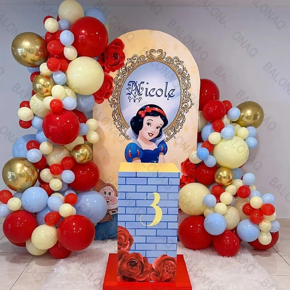 98pcs/Set Snow White Princess Foil Balloons For Girls' Birthday Party Decoration Number Balloons Baby Shower Red Globos