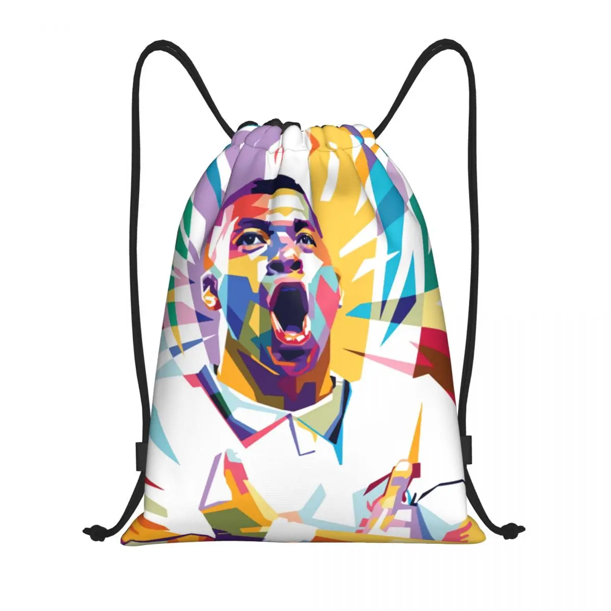 Custom Mbappes KM Pop Art Drawstring Bag Women Men Lightweight Football Soccer Sports Gym Storage Backpack