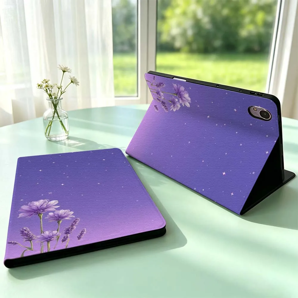 Purple Flower Starry Pen Tray For Huawei MediaPad MatePad Honor Pro V6 9 V8 X9 X 10 13.3 12.3 11 11.5 Inch Tablet Case