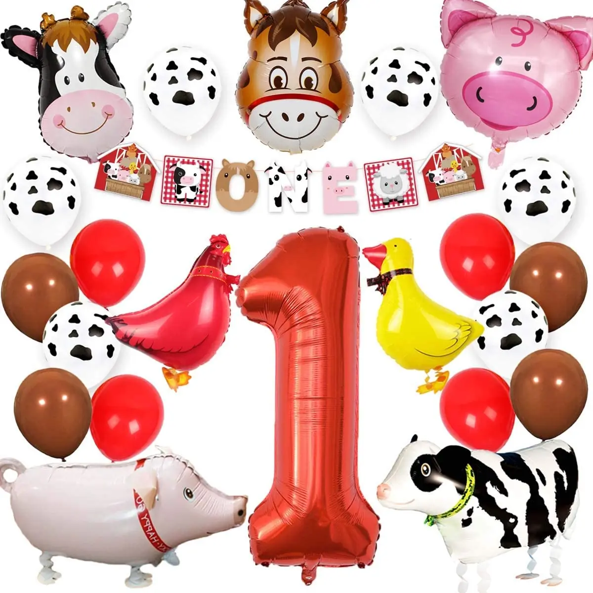 

Cheereveal Farm Animal 1st Birthday Party Supplies Decorations Animal Mylar Balloons One Banner Barnyard First Birthday Decor