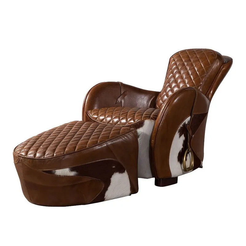 

Leather Single Sofa Chair Saddle Chair Cow Leather Chair