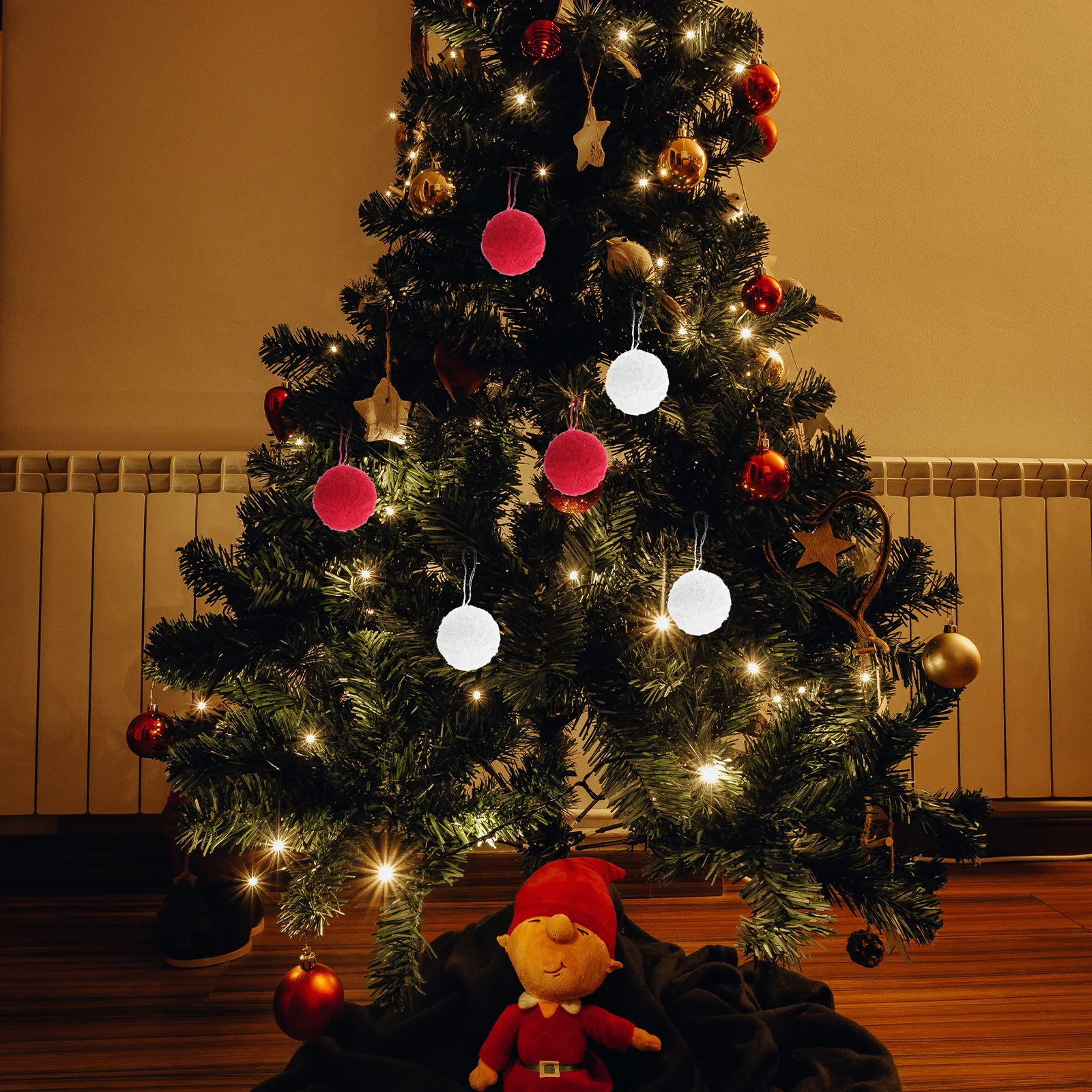 

10Pcs Christmas Tree Ornaments Woolen Yarn Balls Hanging Balls Adorn Xmas Party Decoration Festival Decor Xmas Decor