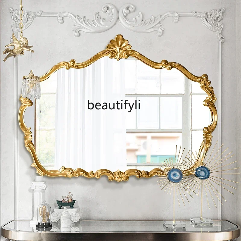 

zxFrench retro bathroom makeup mirror wall wall wall European bathroom washstand mirror, decorative mirror
